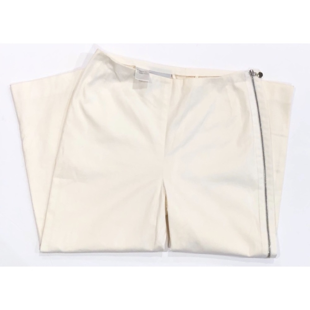 AKRIS Punto Off White Zippered Leg Crop Pants